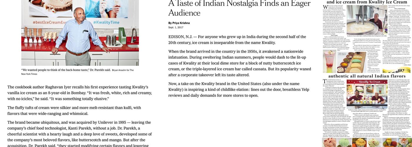 kwality ice cream Menu