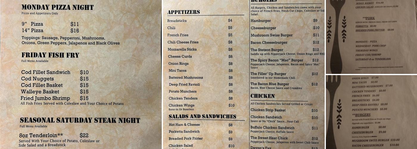 Filling Station Menu