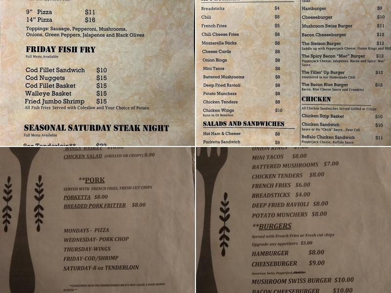 Filling Station Menu