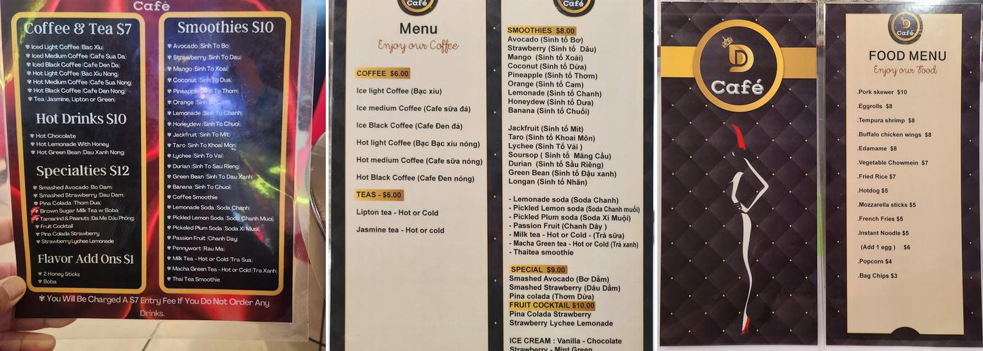 DD Cafe Menu