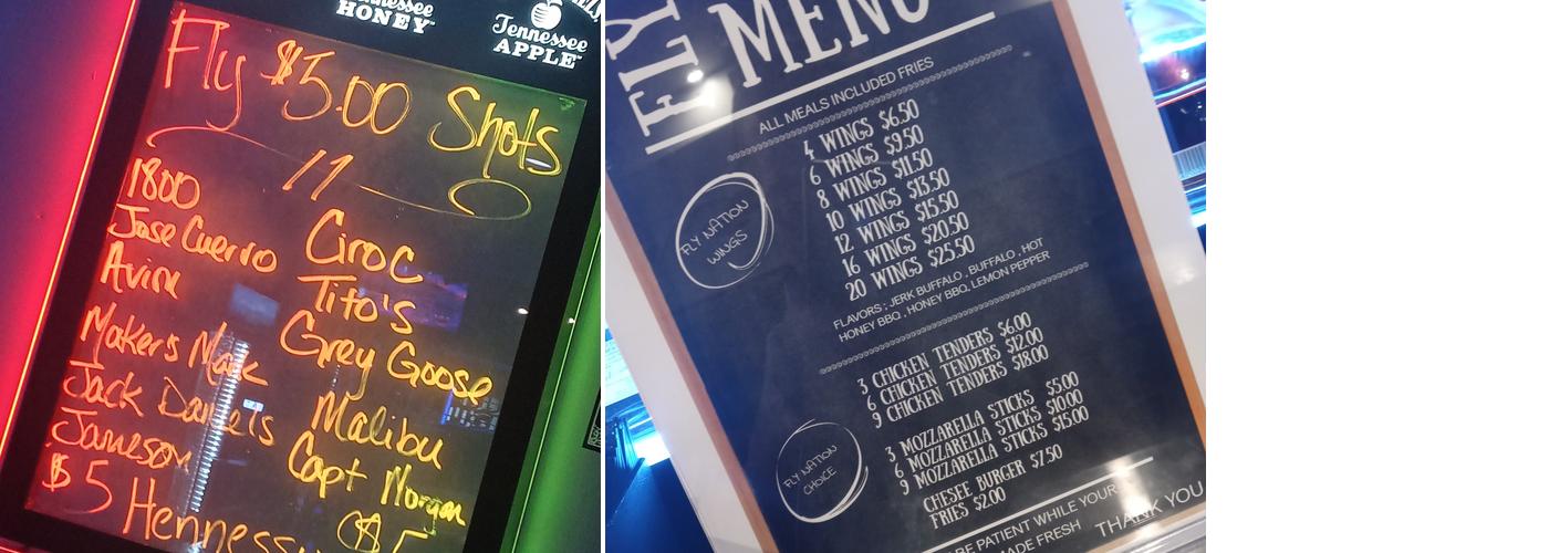 Fly Nation Bar & Lounge Menu
