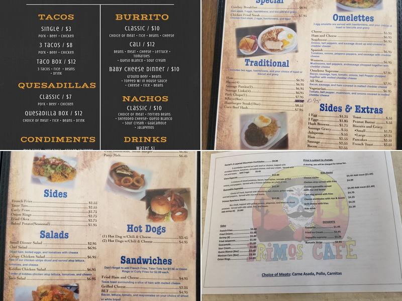 Primos Cafe Menu