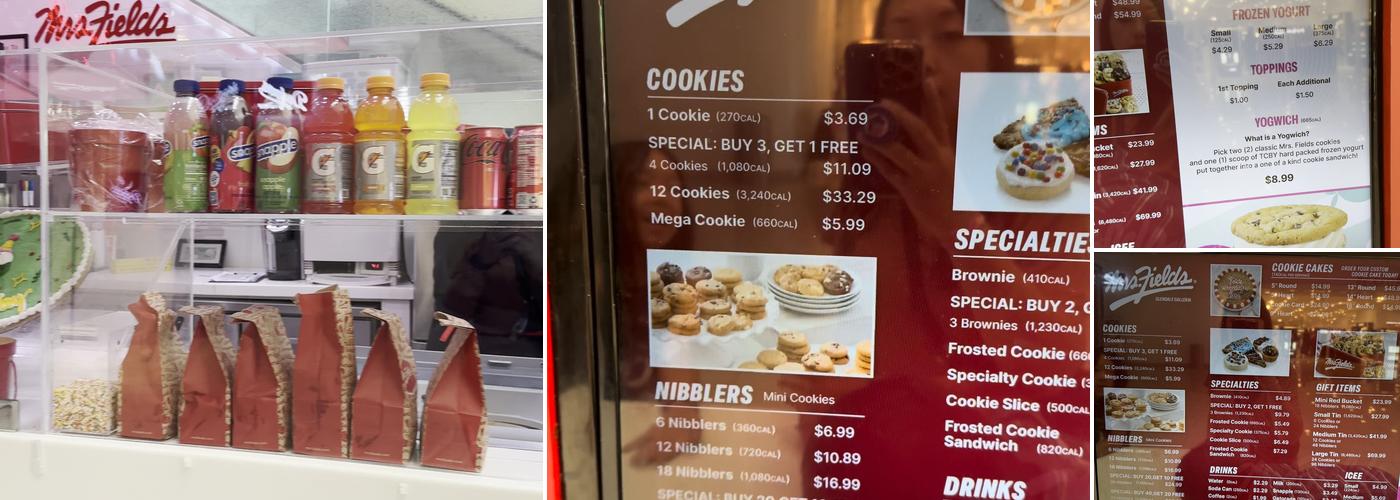 Mrs. Fields TCBY Menu