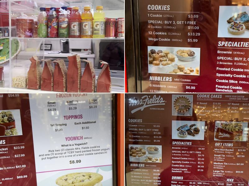 Mrs. Fields TCBY Menu