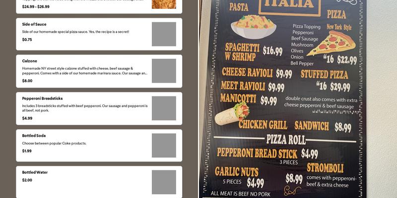 Pizza Italia Menu