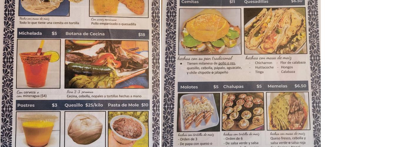 Cemitas Menu