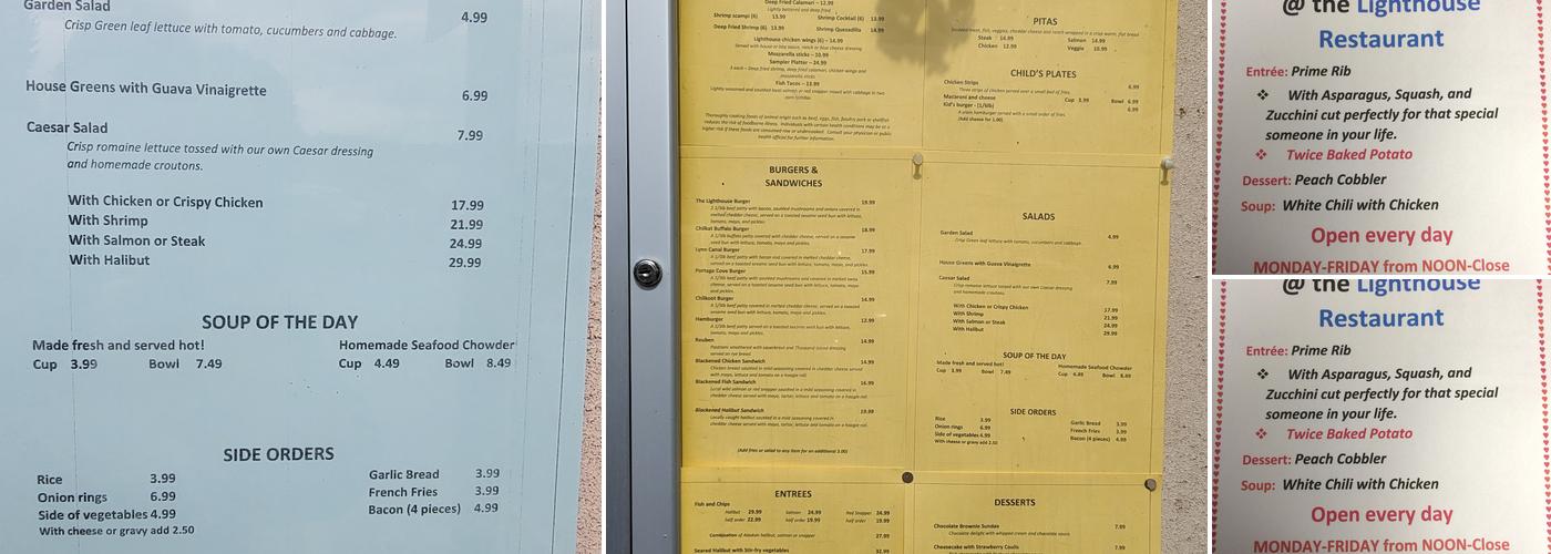 Lighthouse Restaurant Menu