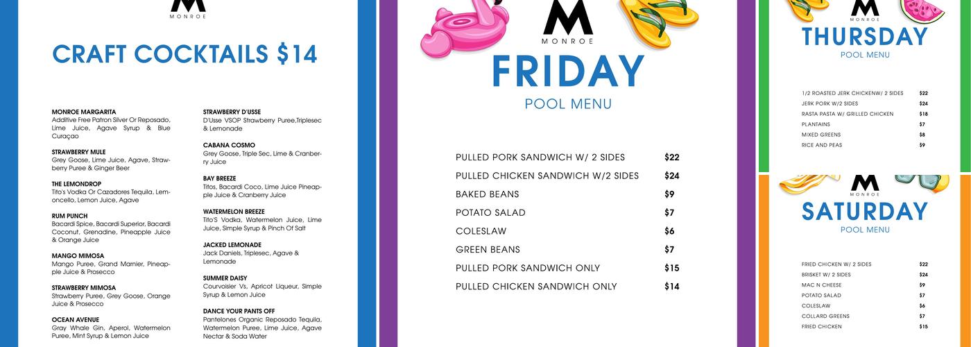 Monroe Rooftop Menu