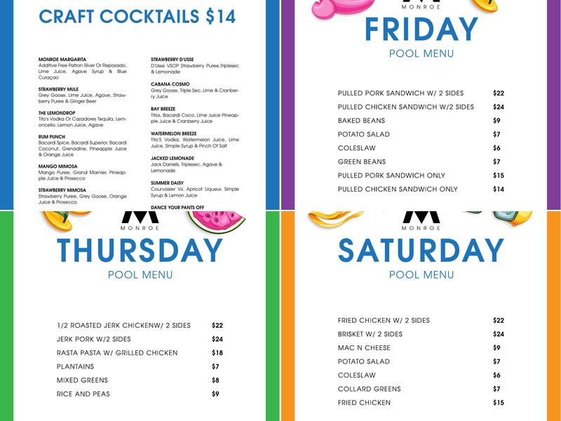 Monroe Rooftop Menu