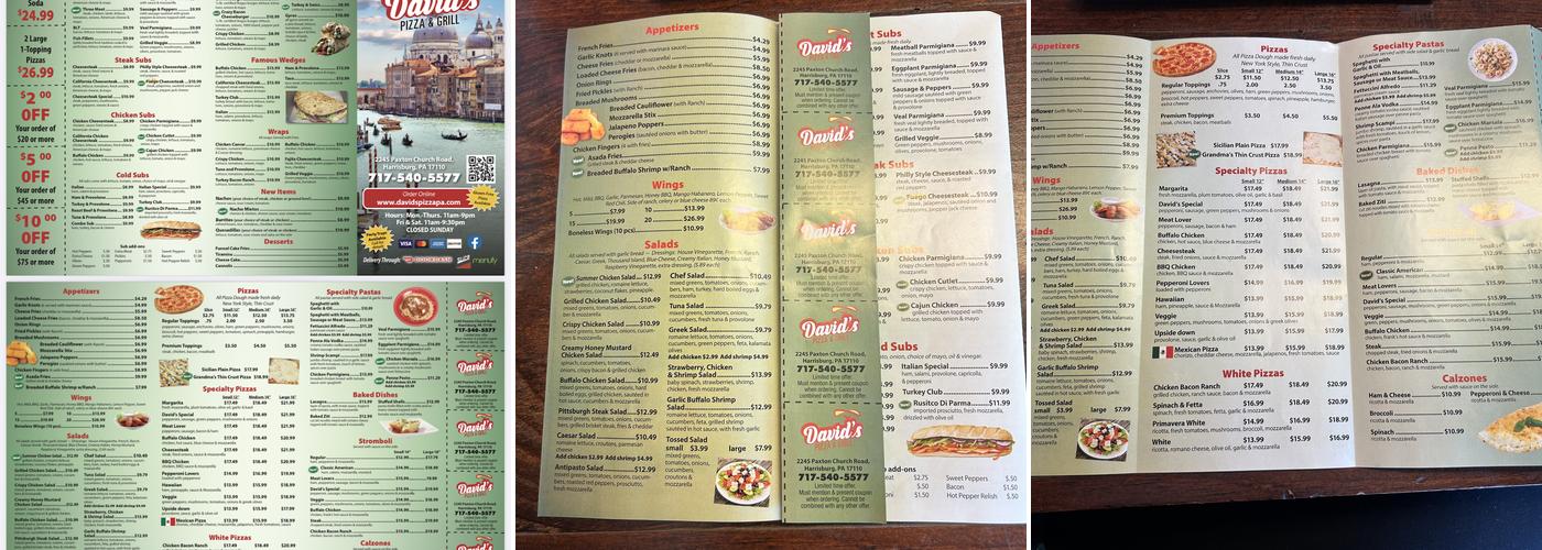 David's Pizza & Grill Menu