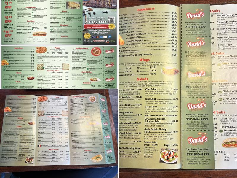 David's Pizza & Grill Menu