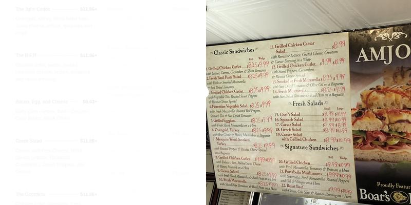 Am Jo's Culinary Corner Menu
