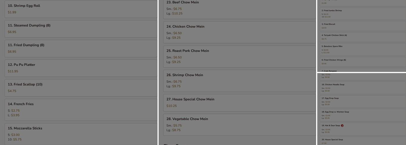 Panda Restaurant Menu