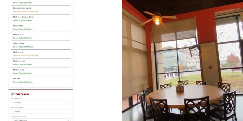 Tower Dining Menu