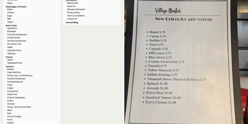 Village Market & Café Menu