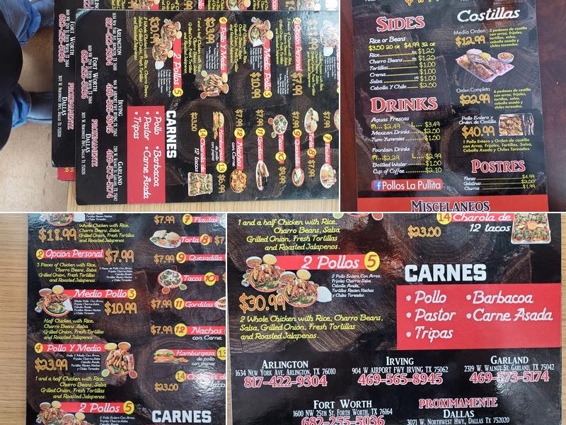 Chicken Pullita Menu