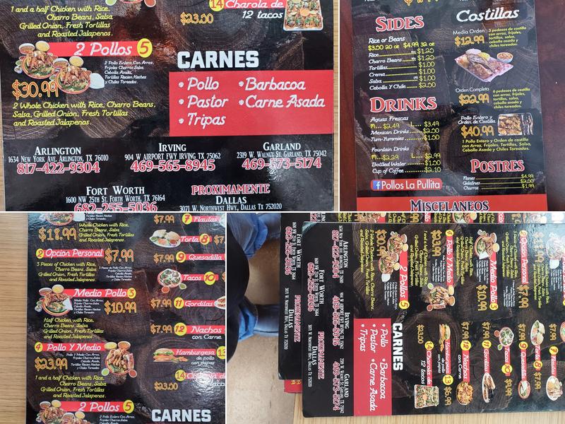 Chicken Pullita Menu