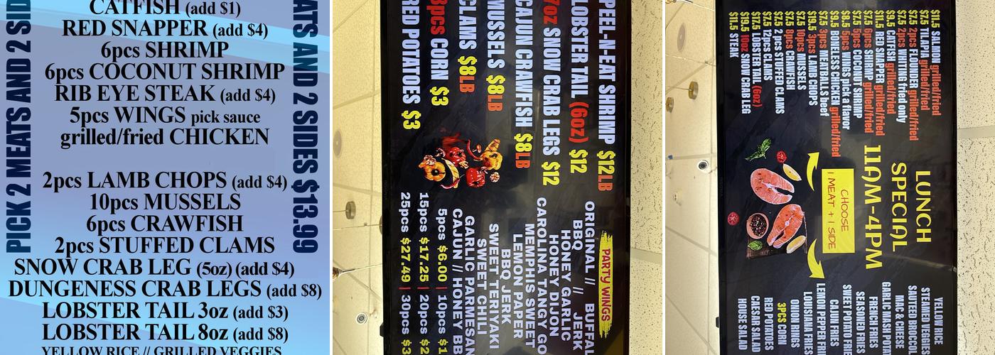 Seafood factory Menu