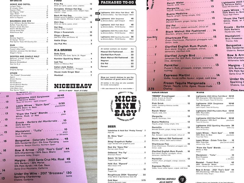 Nice n Easy Menu