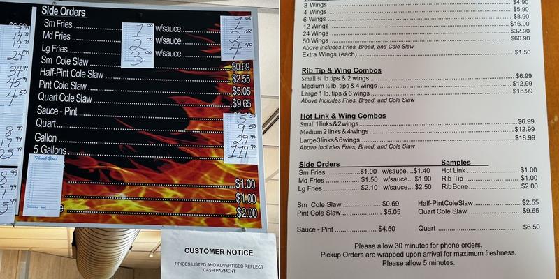 Chicago Style BBQ Menu