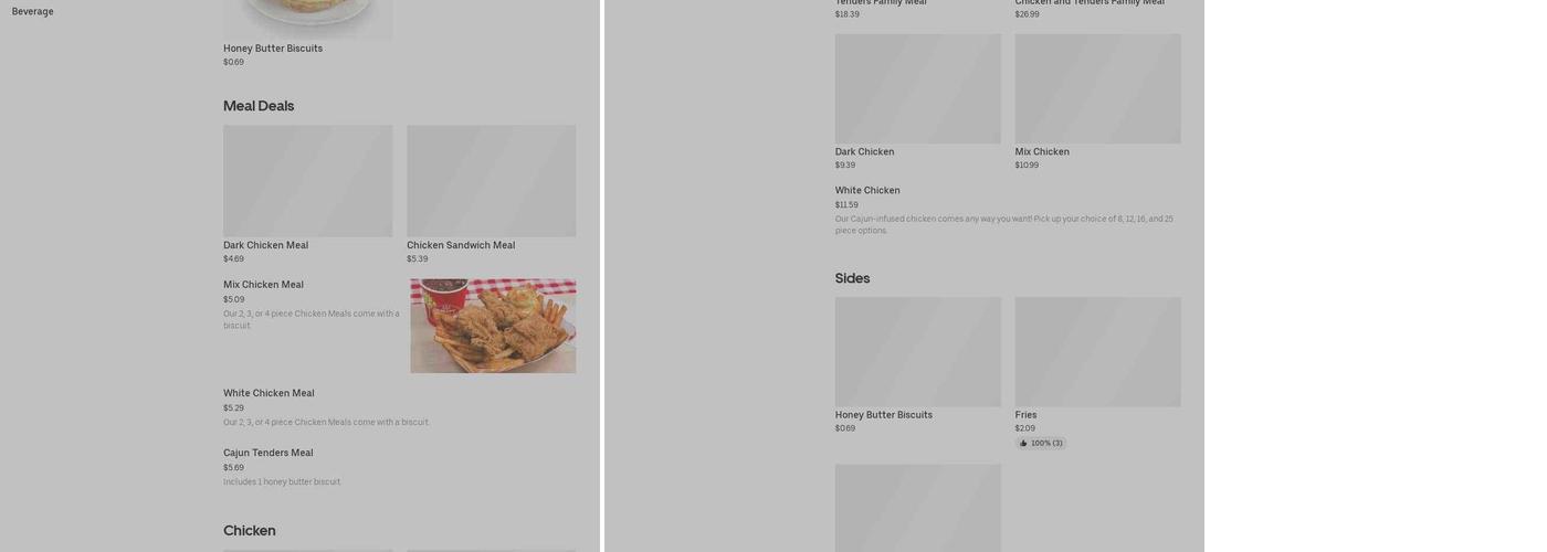 Krispy krunchy chicken Menu