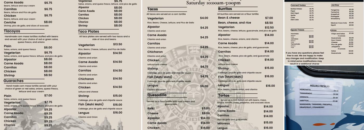 La Poblana Comida Mexicana Menu