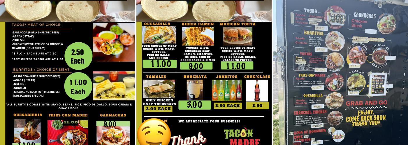 Tacon Madre Menu