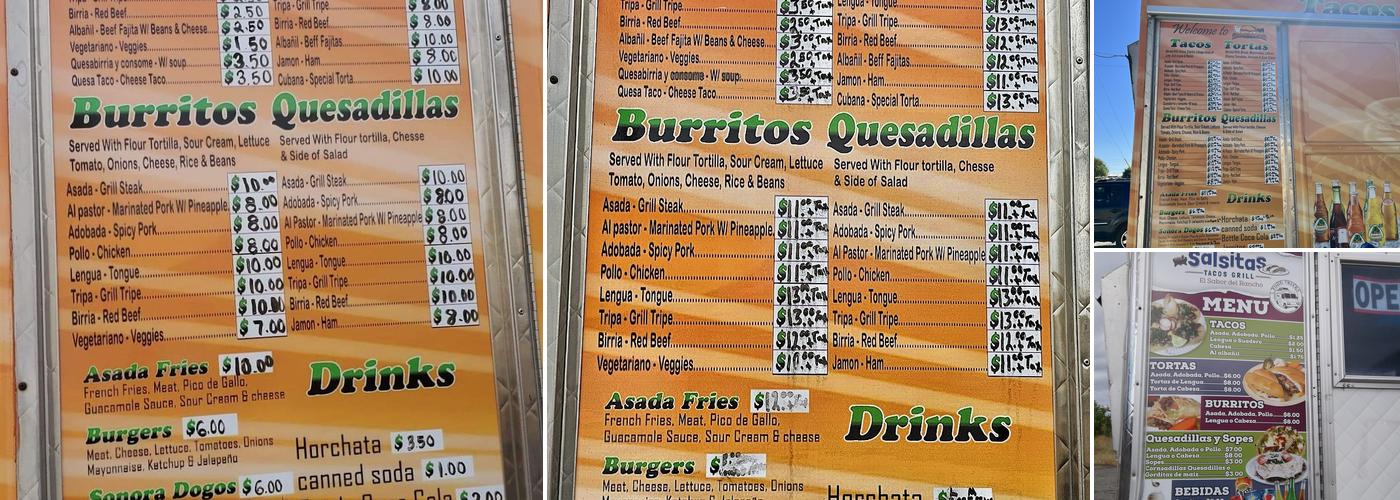 Salsitas Tacos Grill Menu