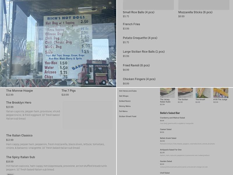 Rich's Hot Dogs Menu