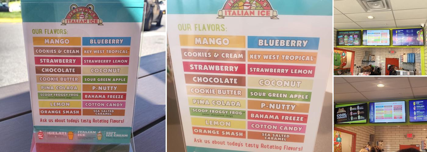 Jeremiah's Italian Ice Menu