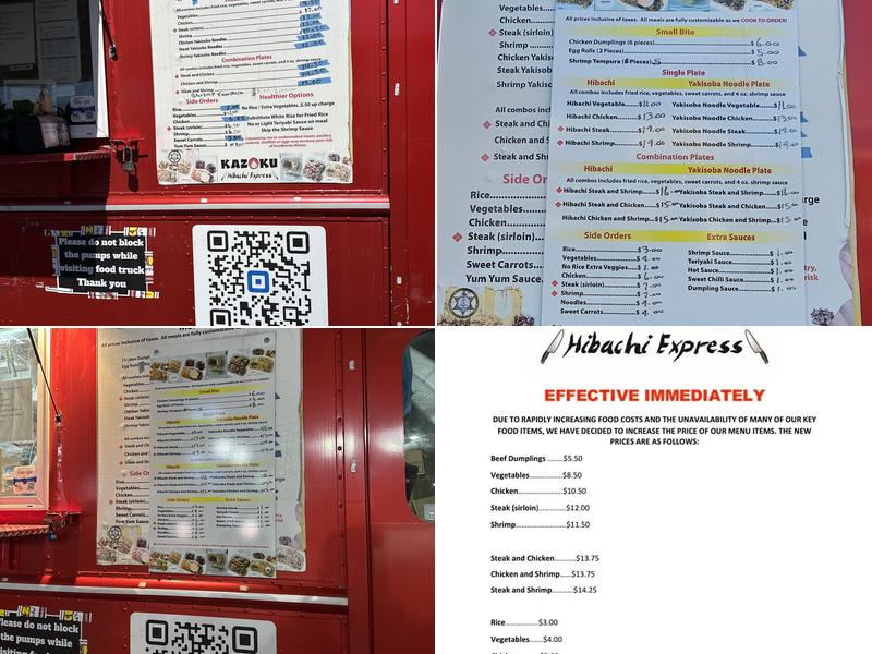 Kazoku Hibachi Express Menu