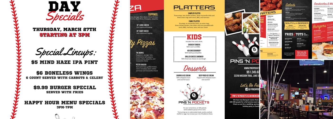 Pins N Pockets Menu