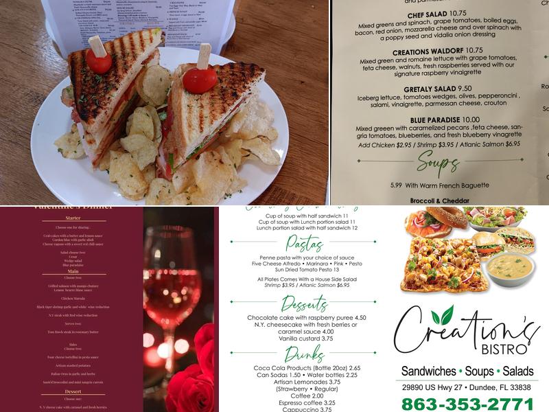 Creations Cuisine Bistro Menu
