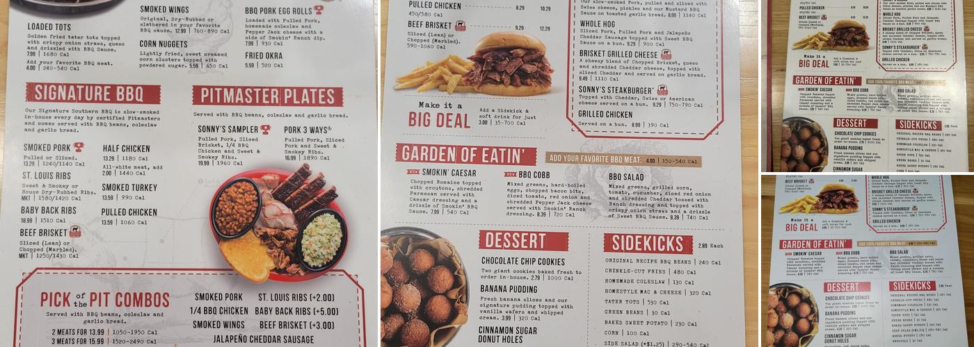 Sonny's BBQ Menu