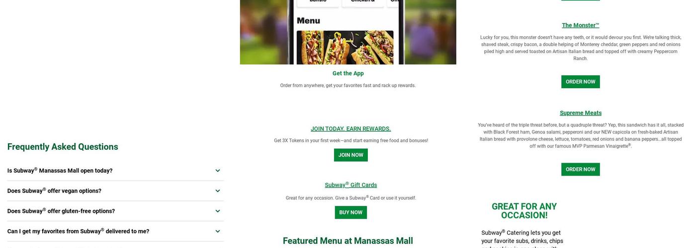Subway Menu