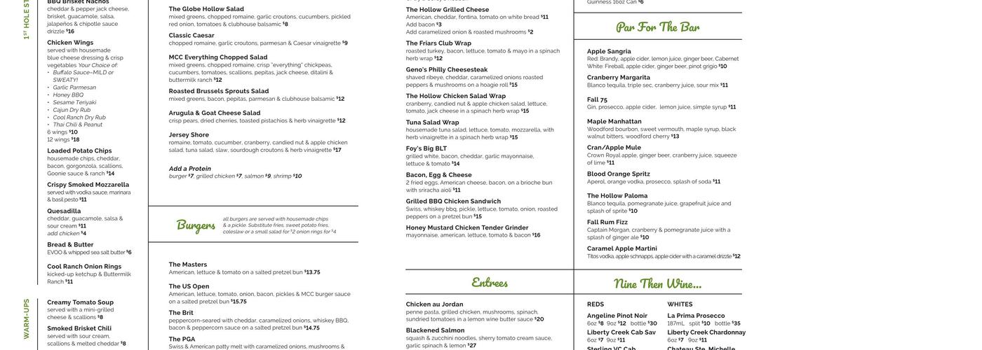 The Hollow at Manchester Country Club Menu