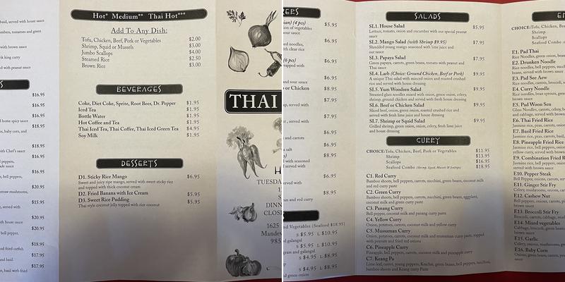 Thai Pepper Menu