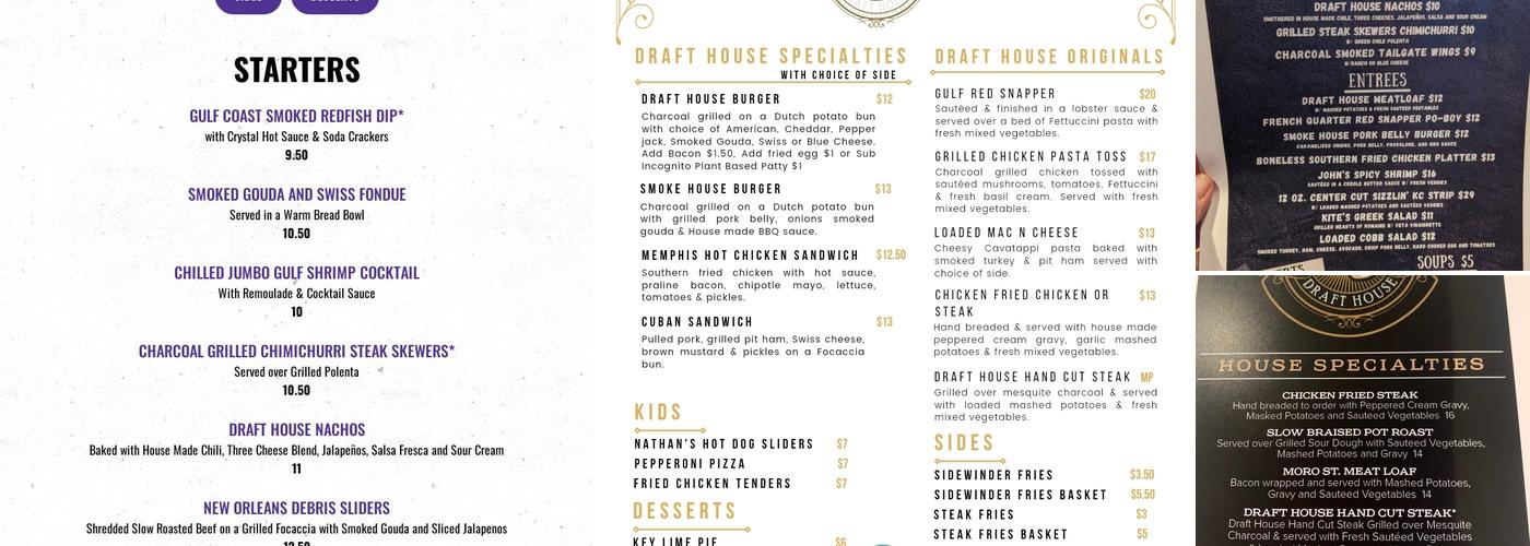 Kite's Draft House Event Space Menu