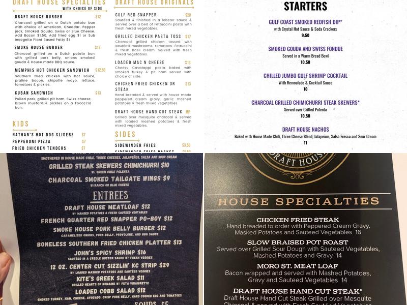 Kite's Draft House Event Space Menu