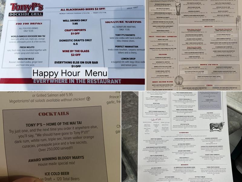Tony P’s Dockside Grill Menu