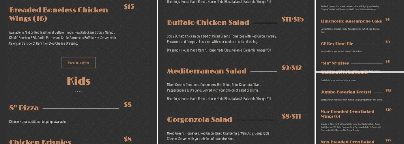 Prohibition Pizza Menu