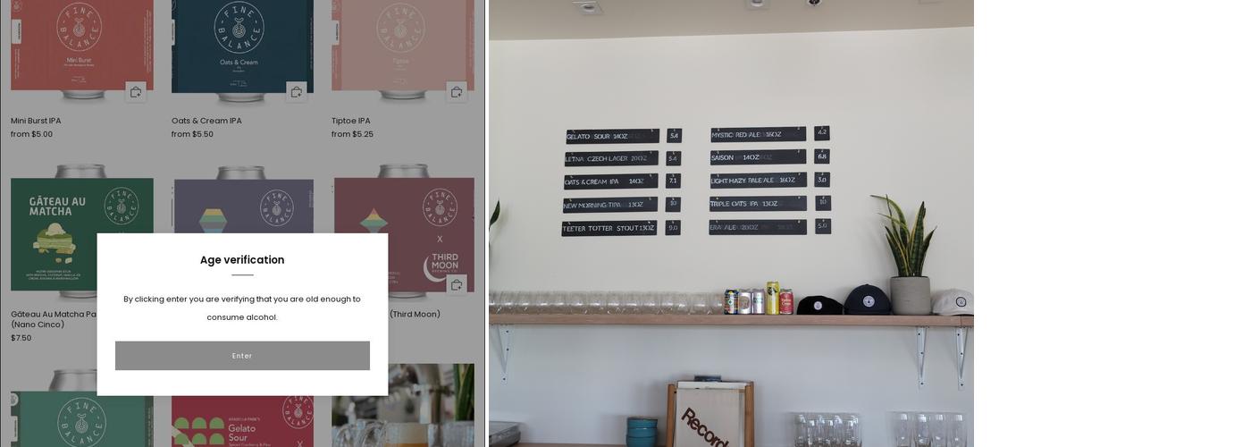 Fine Balance Brewing Company Menu