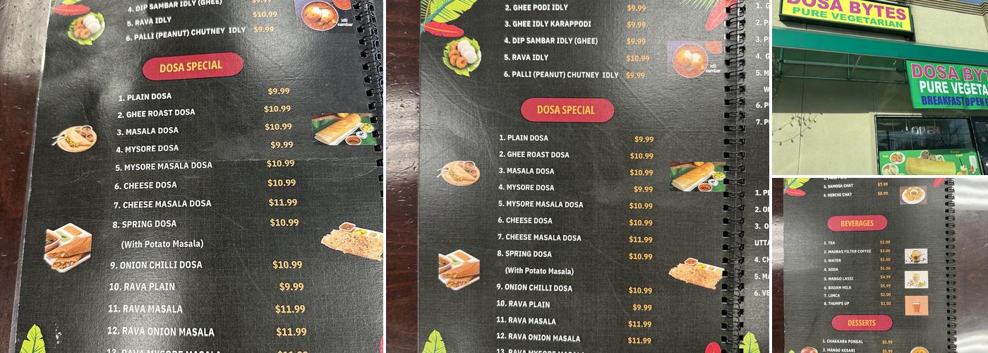 Dosabytes Menu