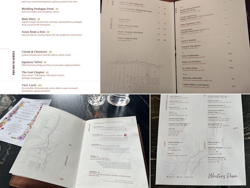 Writers Room Bar Menu