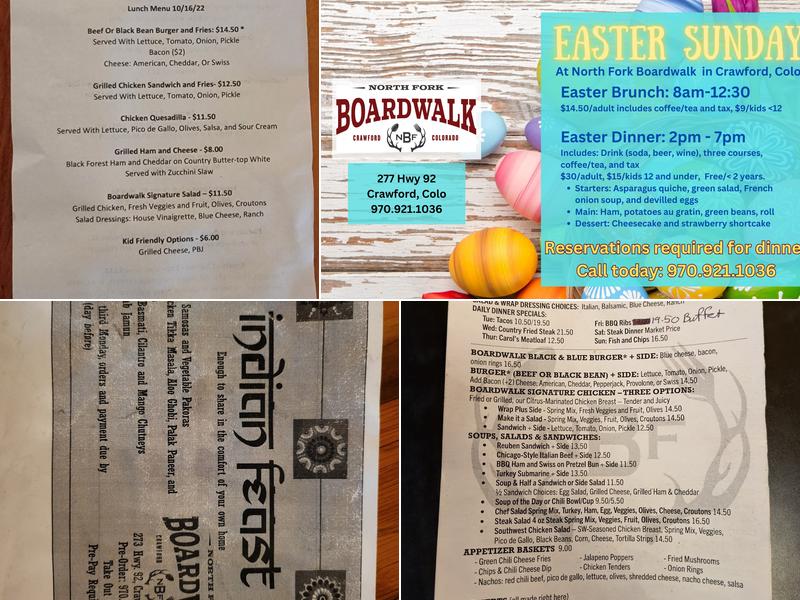 North Fork Boardwalk Menu
