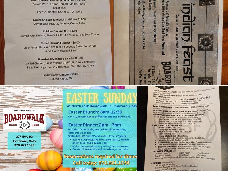 North Fork Boardwalk Menu