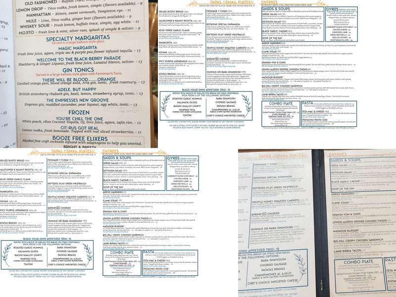 Oso Spanish & Mediterranean Inspired Cuisine Menu