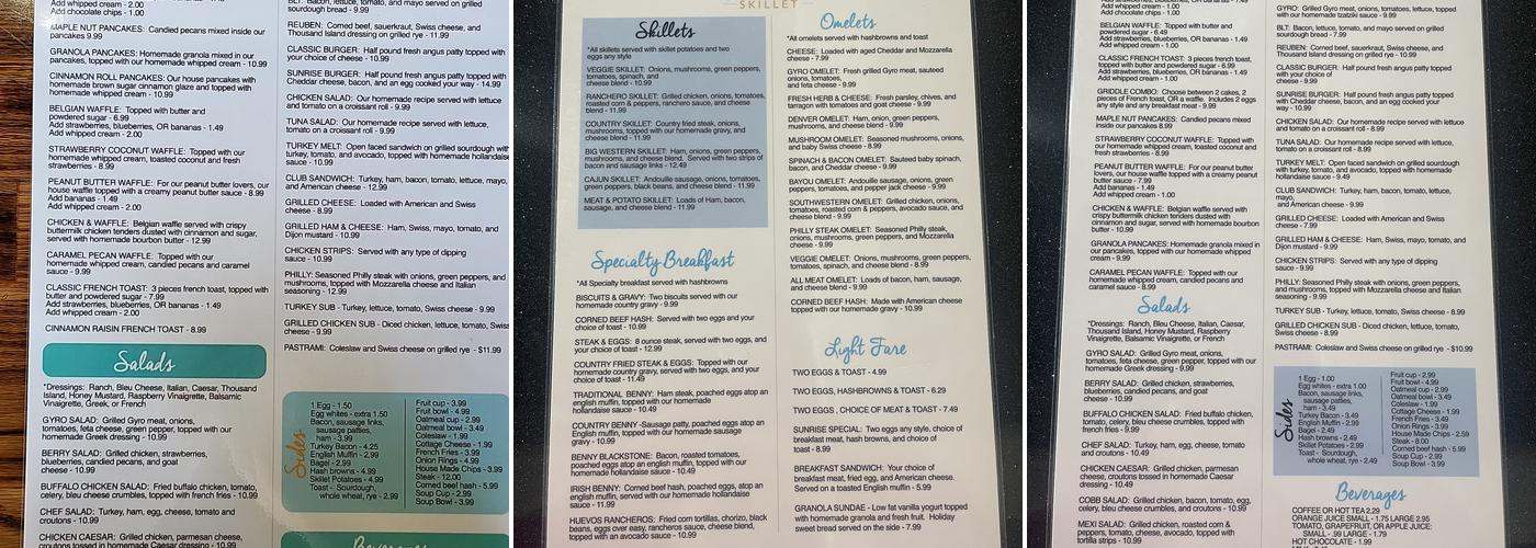 Sunrise Skillet Menu