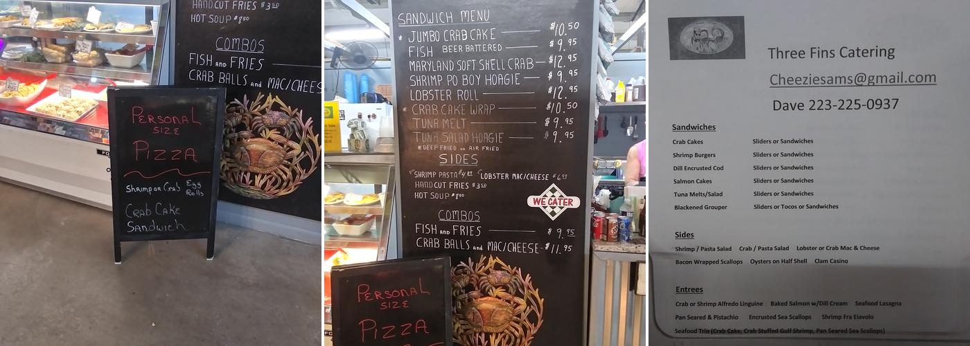 Three Fins Seafood & More Menu