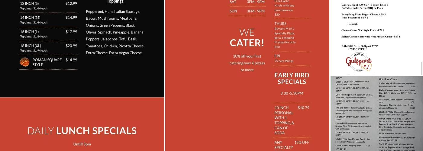 Slice of Gulfport Menu